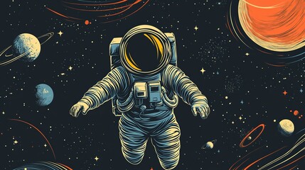 Astronaut and space exploration theme.