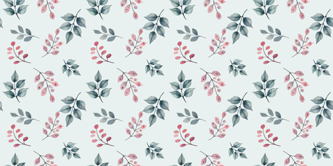 seamless pattern with red blue green floral