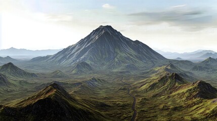 Majestic Mountain Landscape A Breathtaking View of Volcanic Terrain