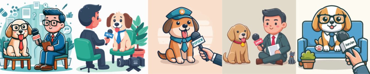 cute dog vector being interviewed
