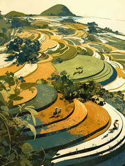 aerial view of rice field