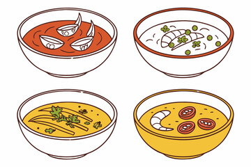 set of Haleem food silhouette vector illustration