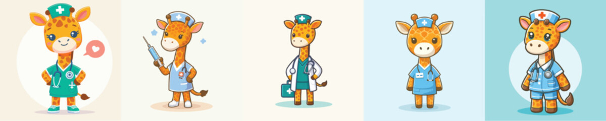 cute giraffe vector in nurse costume © Jefri Syahputra BKL