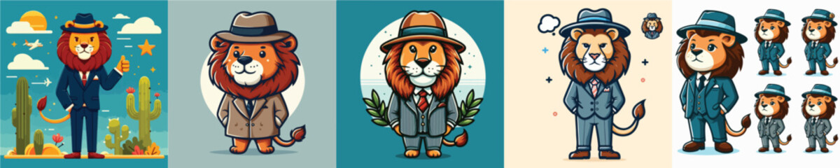 lion vector wearing suit and hat © Jefri Syahputra BKL