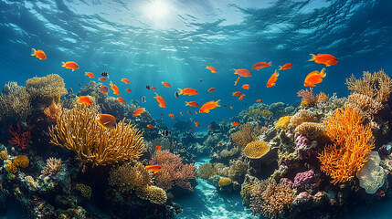 Obraz premium Vibrant Coral Reef Underwater Scene