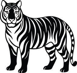  Tiger line art silhouette vector illustration