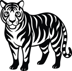  Tiger line art silhouette vector illustration