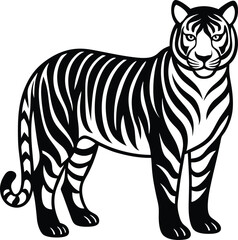  Tiger line art silhouette vector illustration