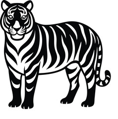  Tiger line art silhouette vector illustration