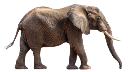 Majestic elephant walking gracefully in a lush green landscape under a clear sky