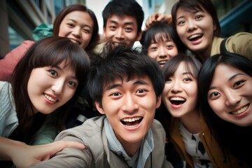 Obraz premium Group of friends selfie adult togetherness.