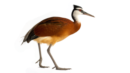 Majestic bird standing gracefully on one leg against a transparent background