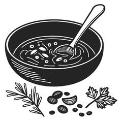 Lentil soup food silhouette vector illustration