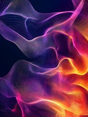 Fototapeta premium Vibrant Neon Holographic Geometric Composition with Delicate Hand Drawn Effect