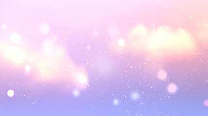 Soft pastel sky with sparkling bokeh lights and clouds