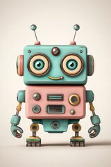 Fototapeta premium Charming retro robot with vibrant colors.