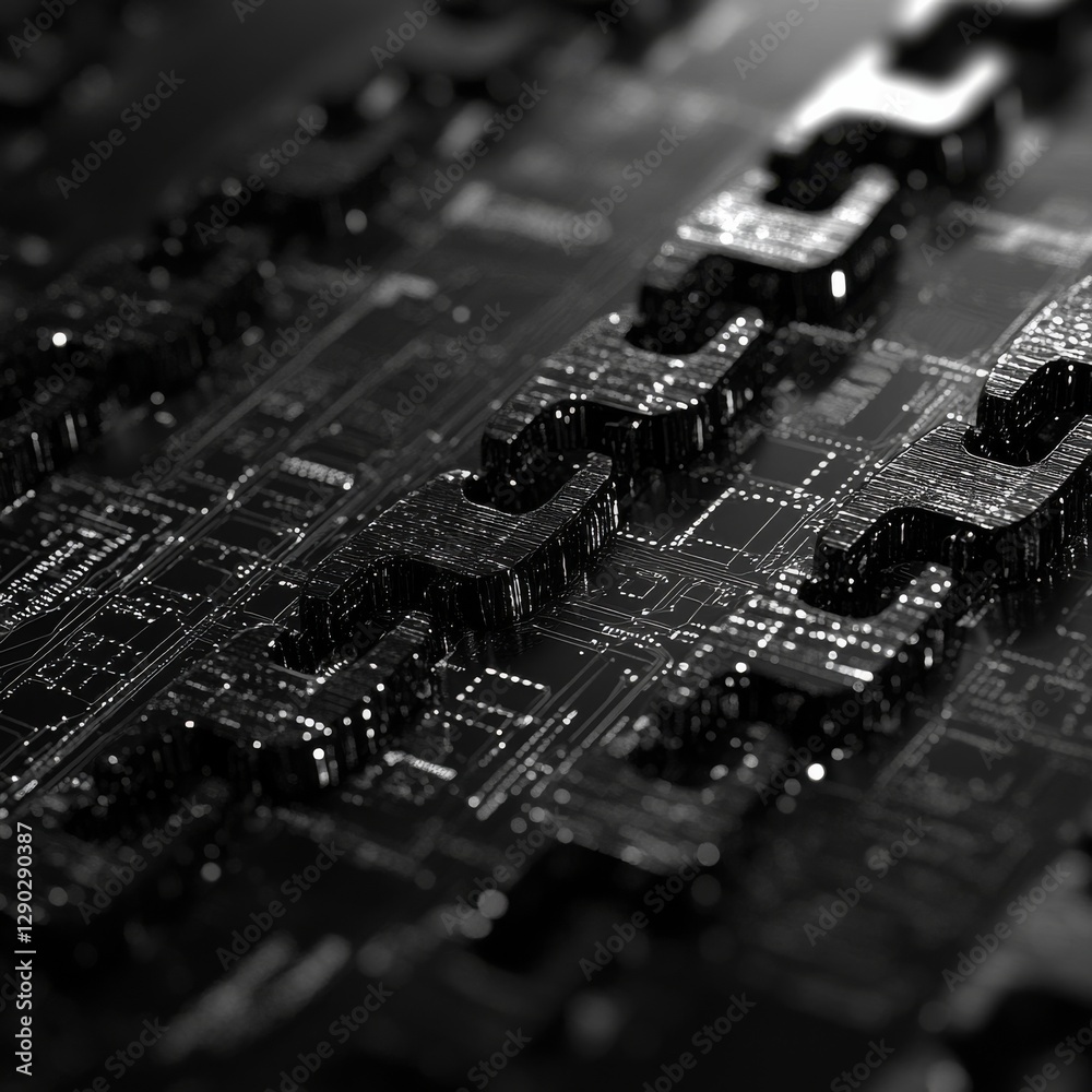 Poster Abstract Techscape: A Detailed View of a Dark, Complex Circuit Board with Electronic Components