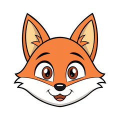 Fototapeta premium Cute cartoon fox head with funny expression vector illustration isolated on white background, perfect for kids' designs