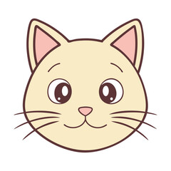 Obraz premium Cute cartoon cat face vector illustration isolated on white background, perfect for kids' designs