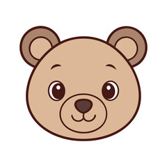 Fototapeta premium Cute cartoon bear face illustration isolated on white background