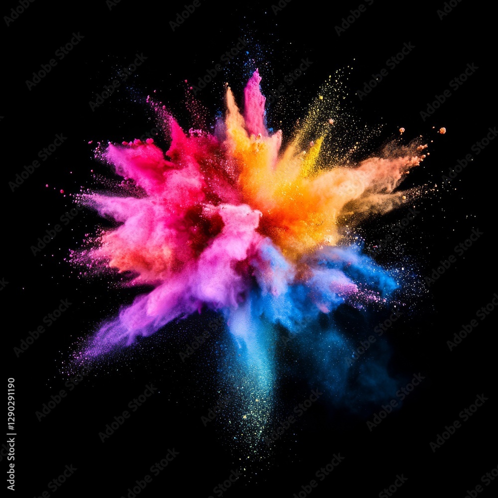Aufkleber Explosion of Vibrant Color: A Stunning Display of Pigments Bursting Against a Dark Background, Creating a Dynamic and Abstract Composition