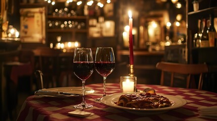 Romantic Italian Dinner, Candlelit Restaurant