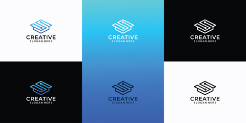Graduation Letter S Logo Education Cap logo Educational logo technology design