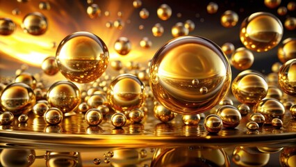 Obraz premium Golden Spheres Reflecting Light in a Stunning Abstract Background