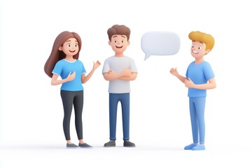 Naklejka premium Customer Satisfaction, Expectation, and Value. Three animated characters engaged in a lively conversation.