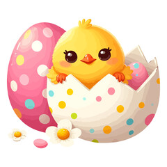 Fototapeta premium easter chick and egg Easter chick peeking from egg