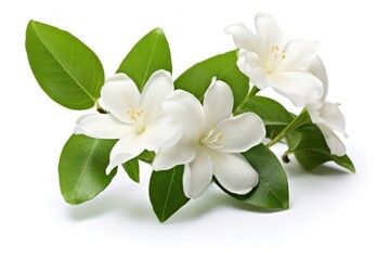 Fototapeta premium Jasmine white flower flowers leaves leaf.