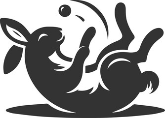 Rabbit playfully rolling on the ground animal silhouette