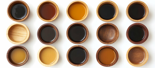Obraz premium top view of various sauces in small bowls
