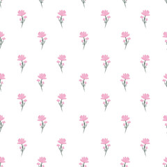 seamless pattern with pink flowers 