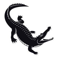 silhouette of a crocodile animal isolated on a transparent illustration.
