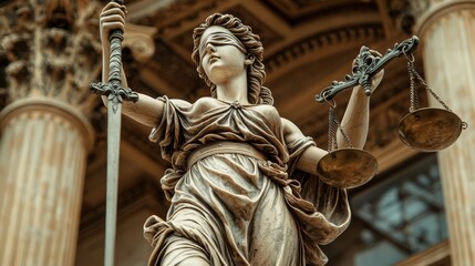 Obraz premium The Timeless Statue of Lady Justice: A Symbol of Fairness and Equitable Judicial System