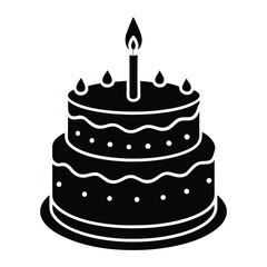 birthday cake with candles vector illustration on white background.