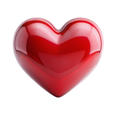 Fototapeta premium Glossy shiny red heart shaped isolated on transparent background