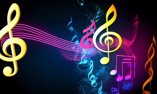 Colorful music notes abstract background