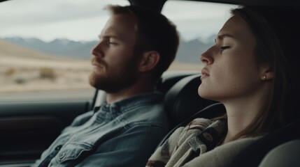 Fototapeta premium Relationship tension during a road trip. Featuring emotional detachment and frustration