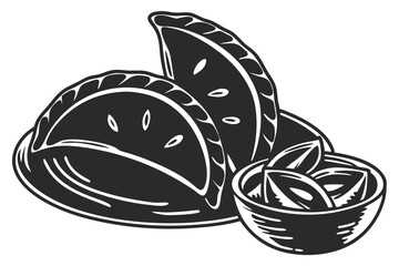 Pakora food silhouette vector illustration