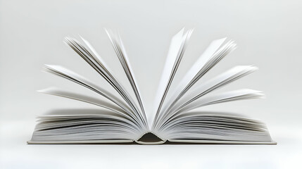 Open Book with Fanned Pages on White Background