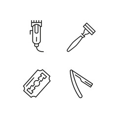Barbershop and grooming icons. 4 barbershop and grooming trendy minimal icons. Barber Pole, Beard, Razor icon. Design signs for web page, mobile app, packaging design. Vector illustration