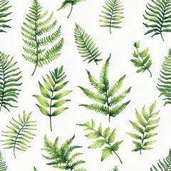 Vibrant green fern leaf pattern featuring intricate leaf shapes and textures for nature-inspired art and designs Seamless Texture concepts