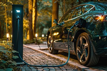 Ev charging station, green energy power, ev car