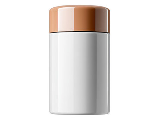 A sleek, cylindrical container with a glossy white body and a smooth, copper-colored lid.