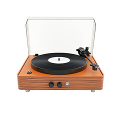 Fototapeta premium Vintage Wooden Turntable Vinyl Record Player Music Audio
