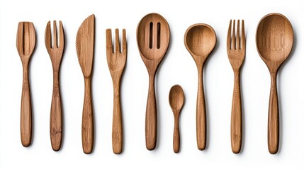Wooden Kitchen Utensils Collection for Cooking and Serving Food