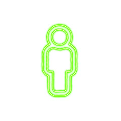 Icon male from the flow of energy of green color. Shimmering neon