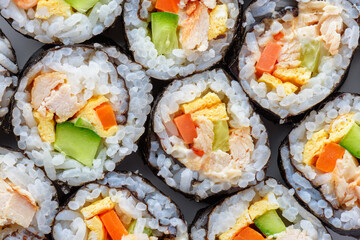Closeup view of gimbap (kimbap). Traditional Korean dish